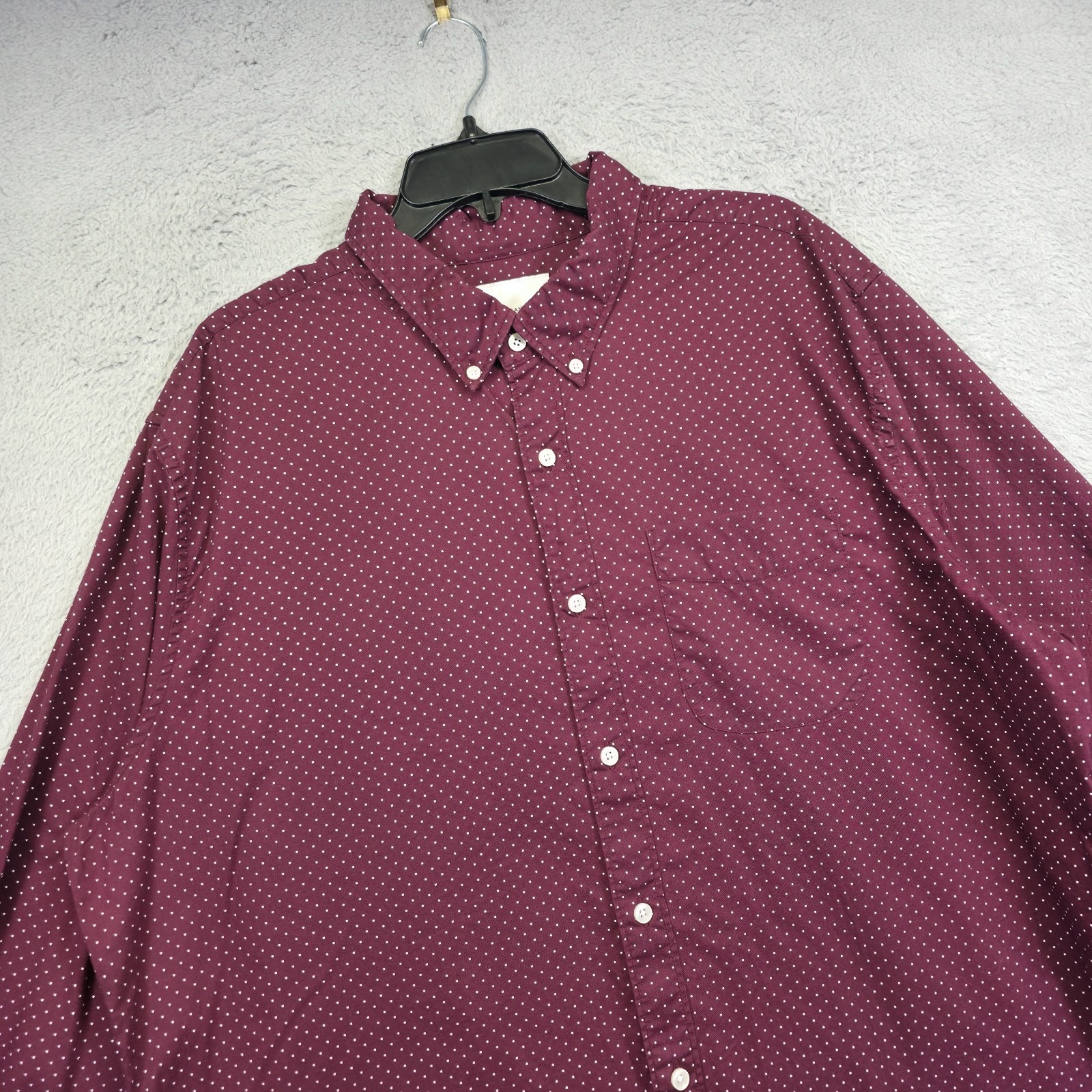 American Eagle Shirt Mens 2xl Purple Button Up Polka Dot Relaxed Everyday Comfor